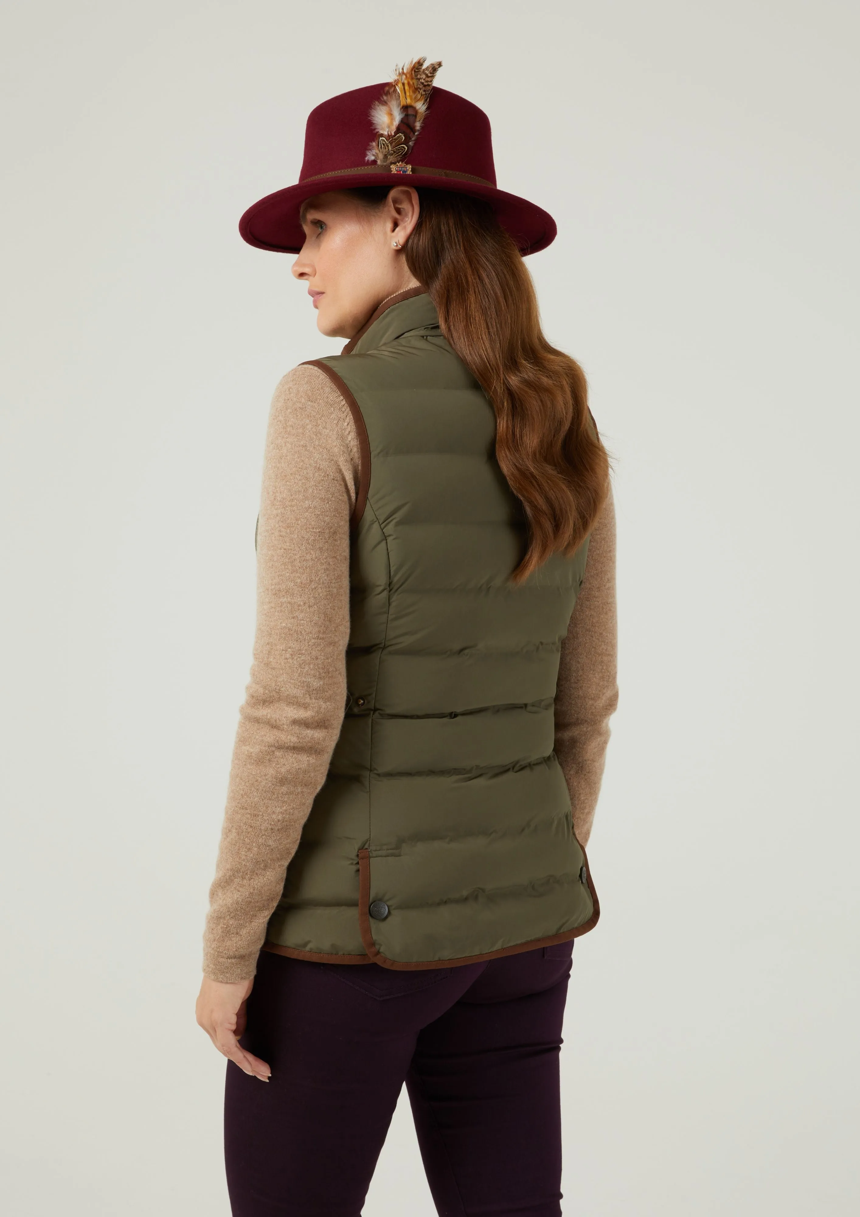 Calsall Ladies Quilted Gilet In Olive - Regular Fit