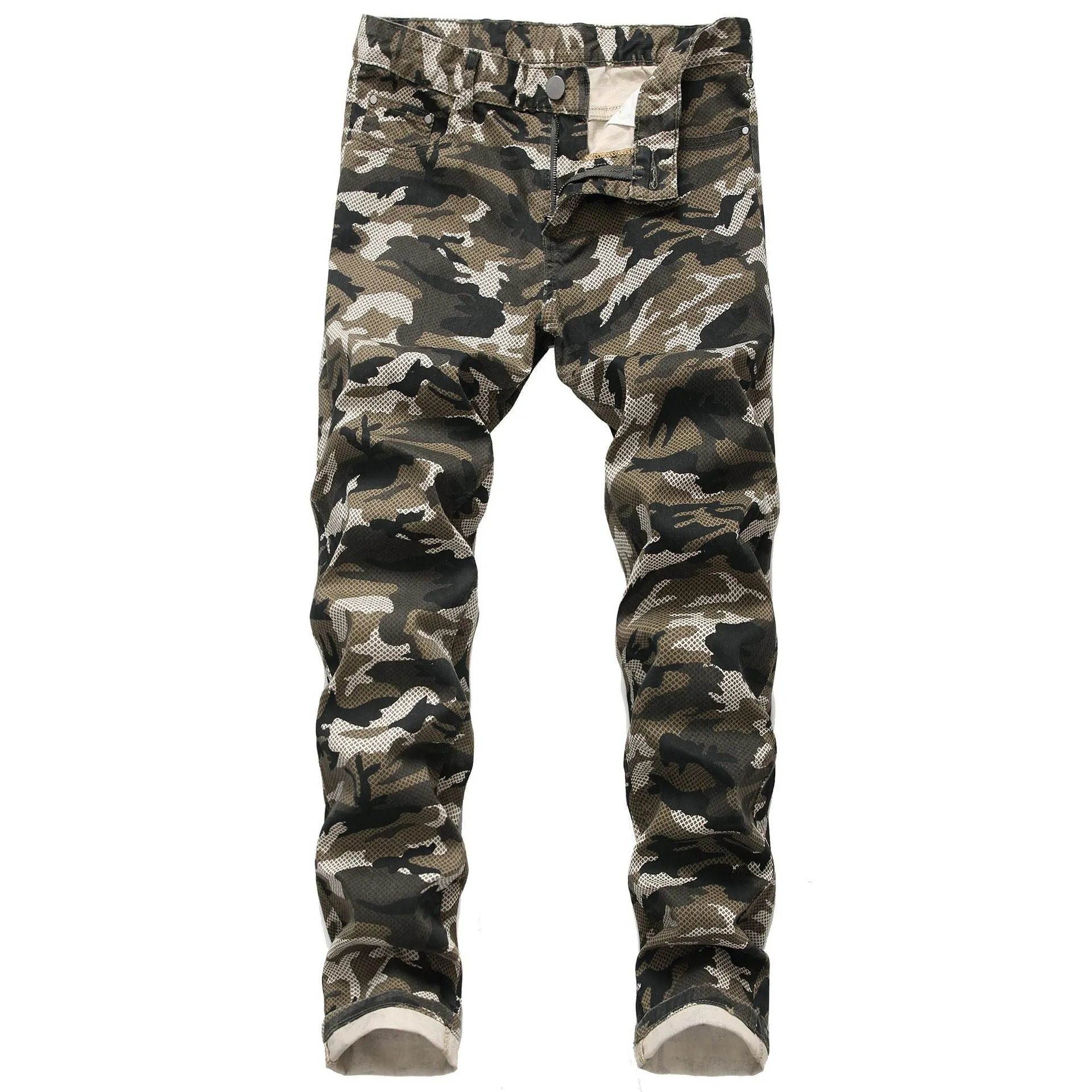 Camouflage Print Multicolored Men Straight Cut Jeans