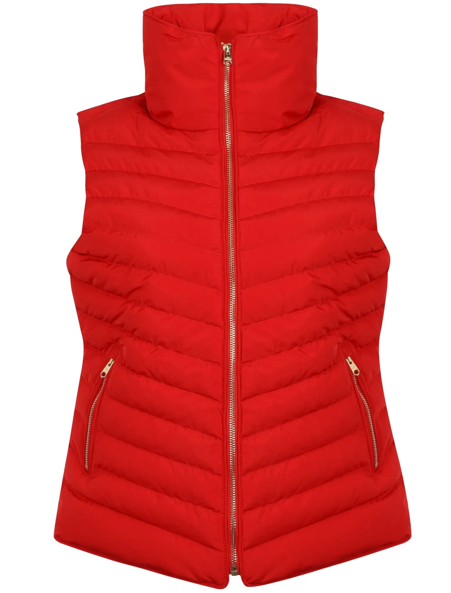 Chervil Padded Gilet With Funnel Neck In Crimson - Tokyo Laundry