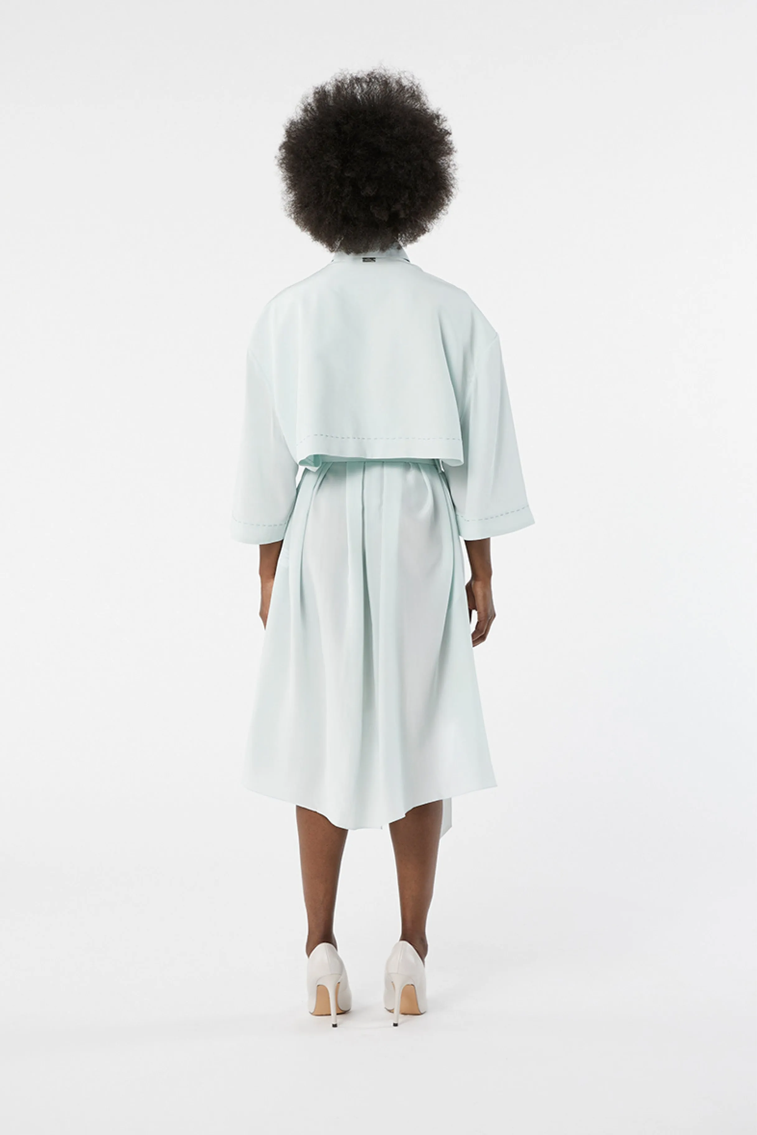 CHIAPAS mist blue - silk airy trench dress