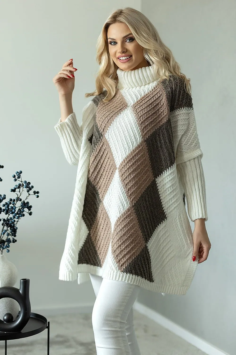 Chic Turtleneck Poncho Sweater for Ultimate Comfort