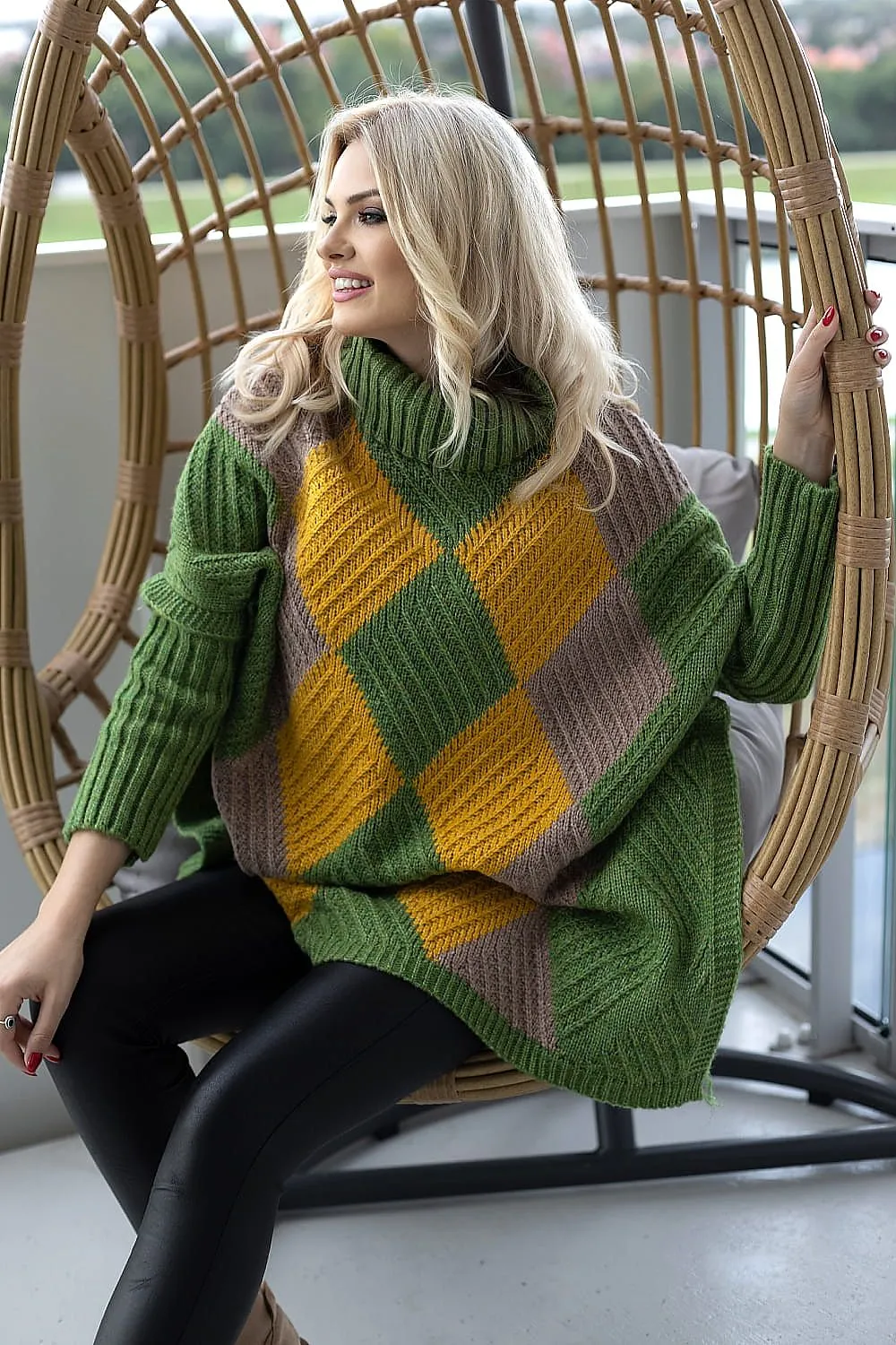 Chic Turtleneck Poncho Sweater for Ultimate Comfort