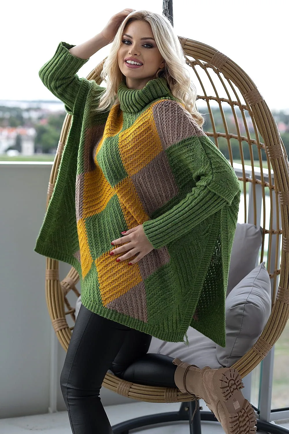 Chic Turtleneck Poncho Sweater for Ultimate Comfort