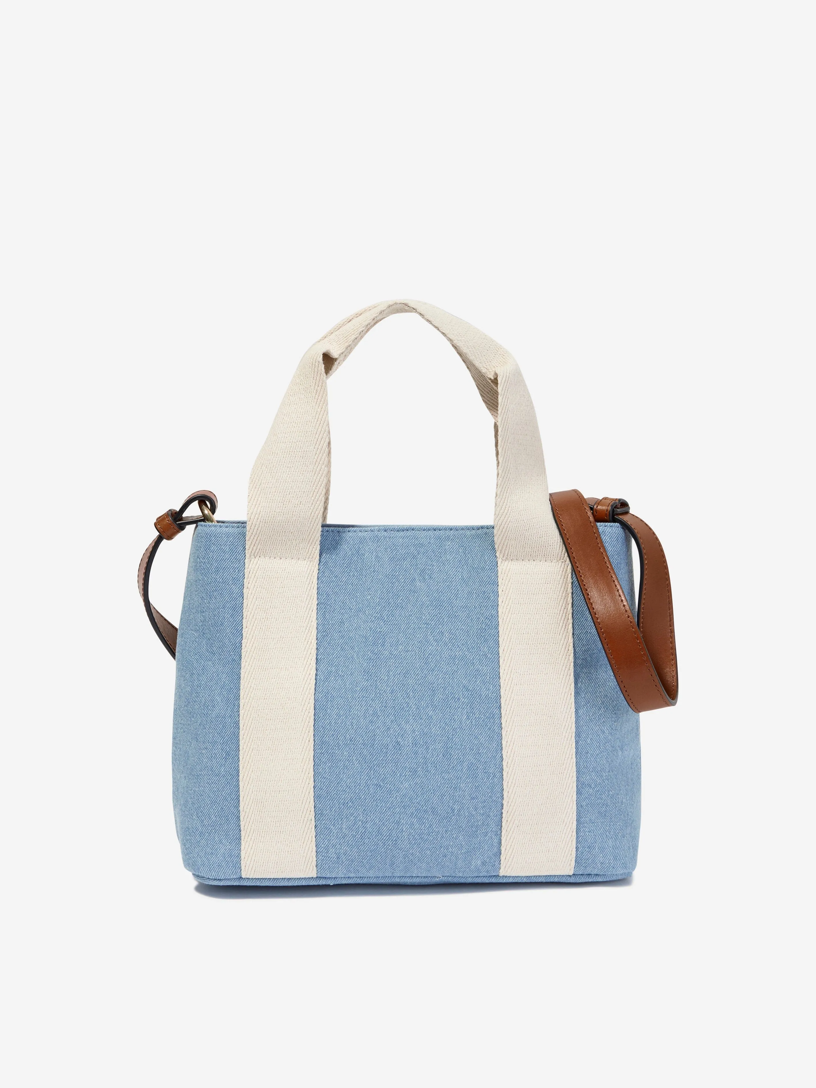 Chloé Girls Denim Logo Shoulder Bag in Blue (25cm)