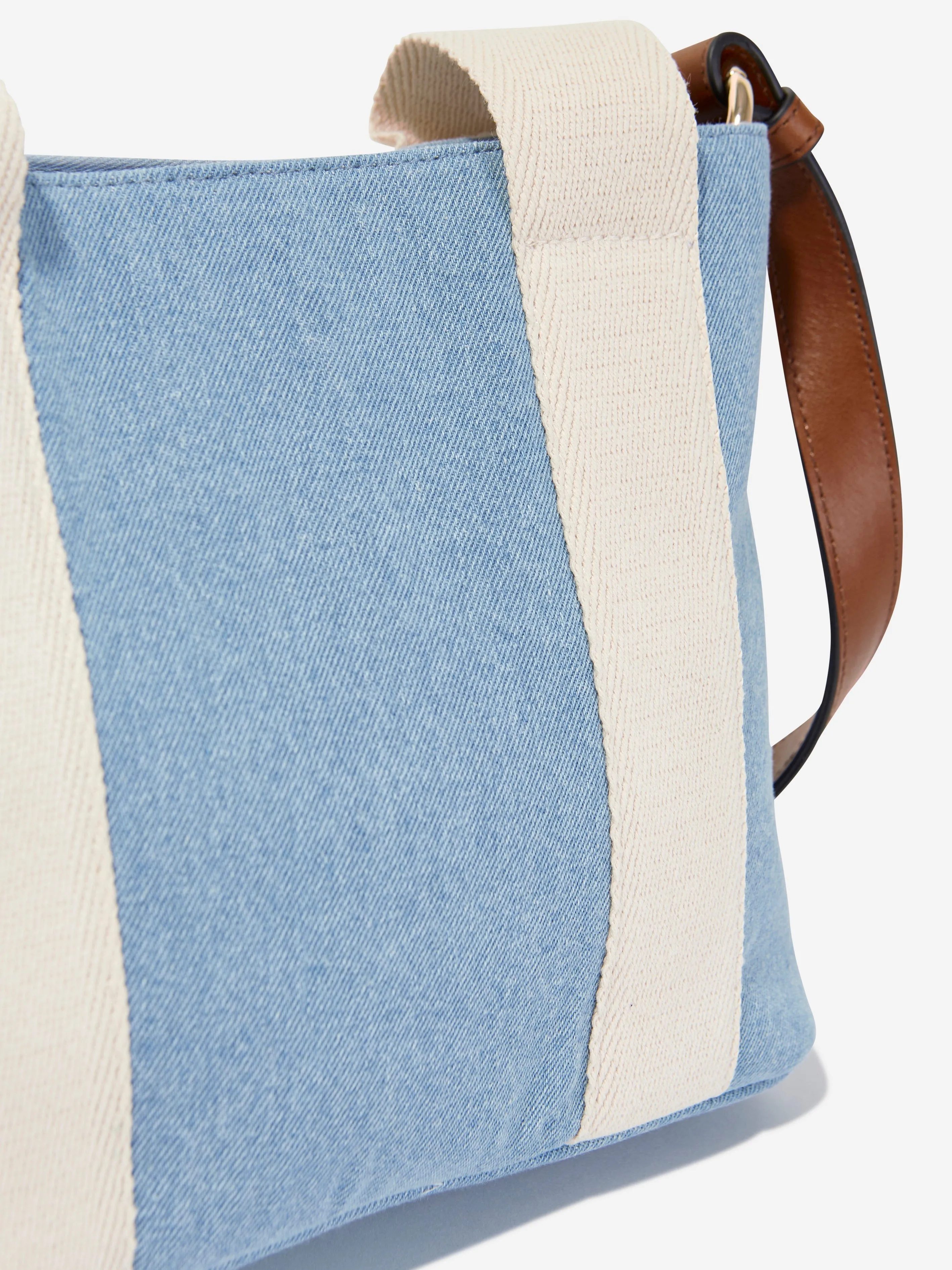 Chloé Girls Denim Logo Shoulder Bag in Blue (25cm)