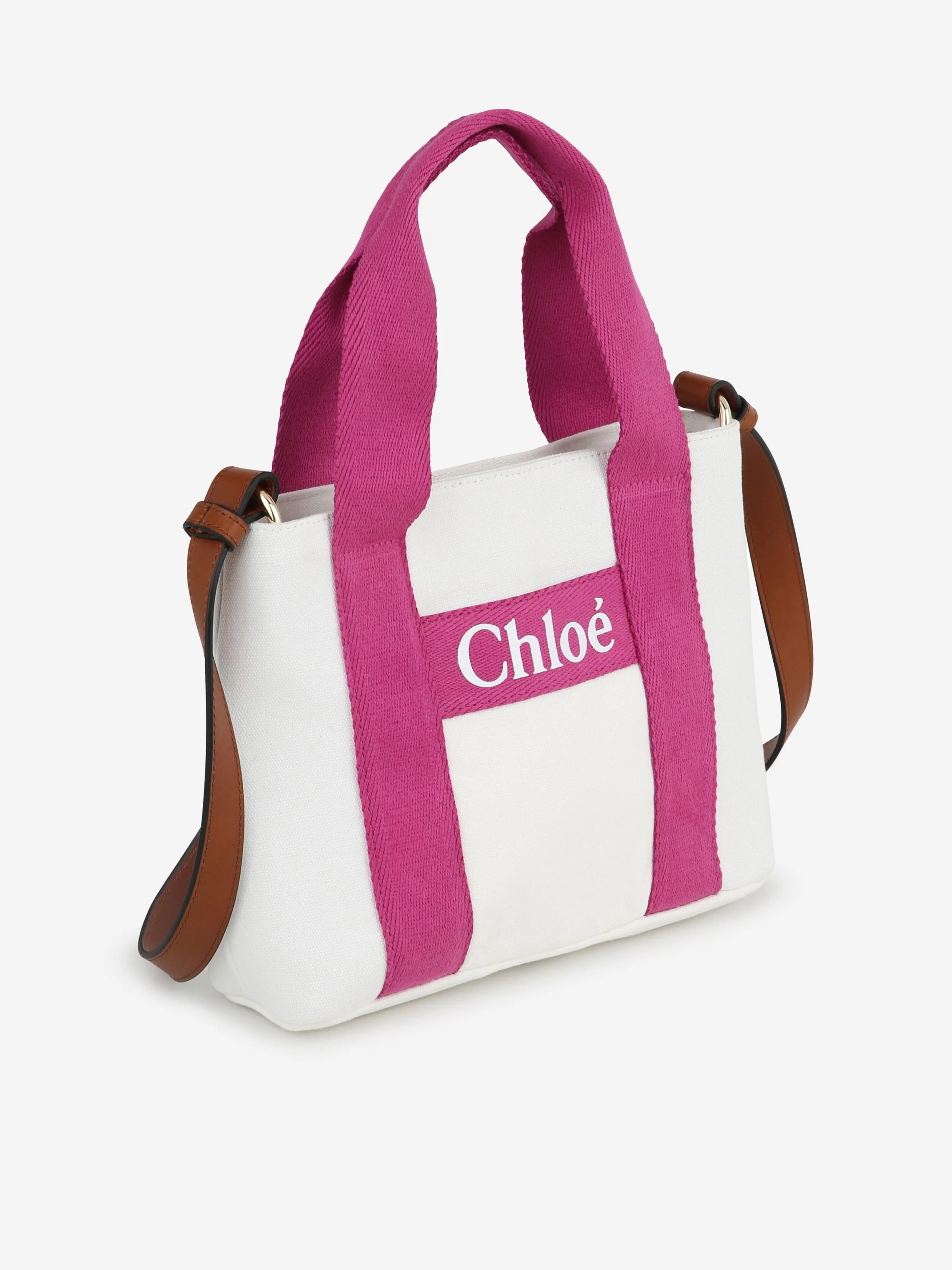 Chloé Girls Denim Logo Shoulder Bag in Ivory (25cm)