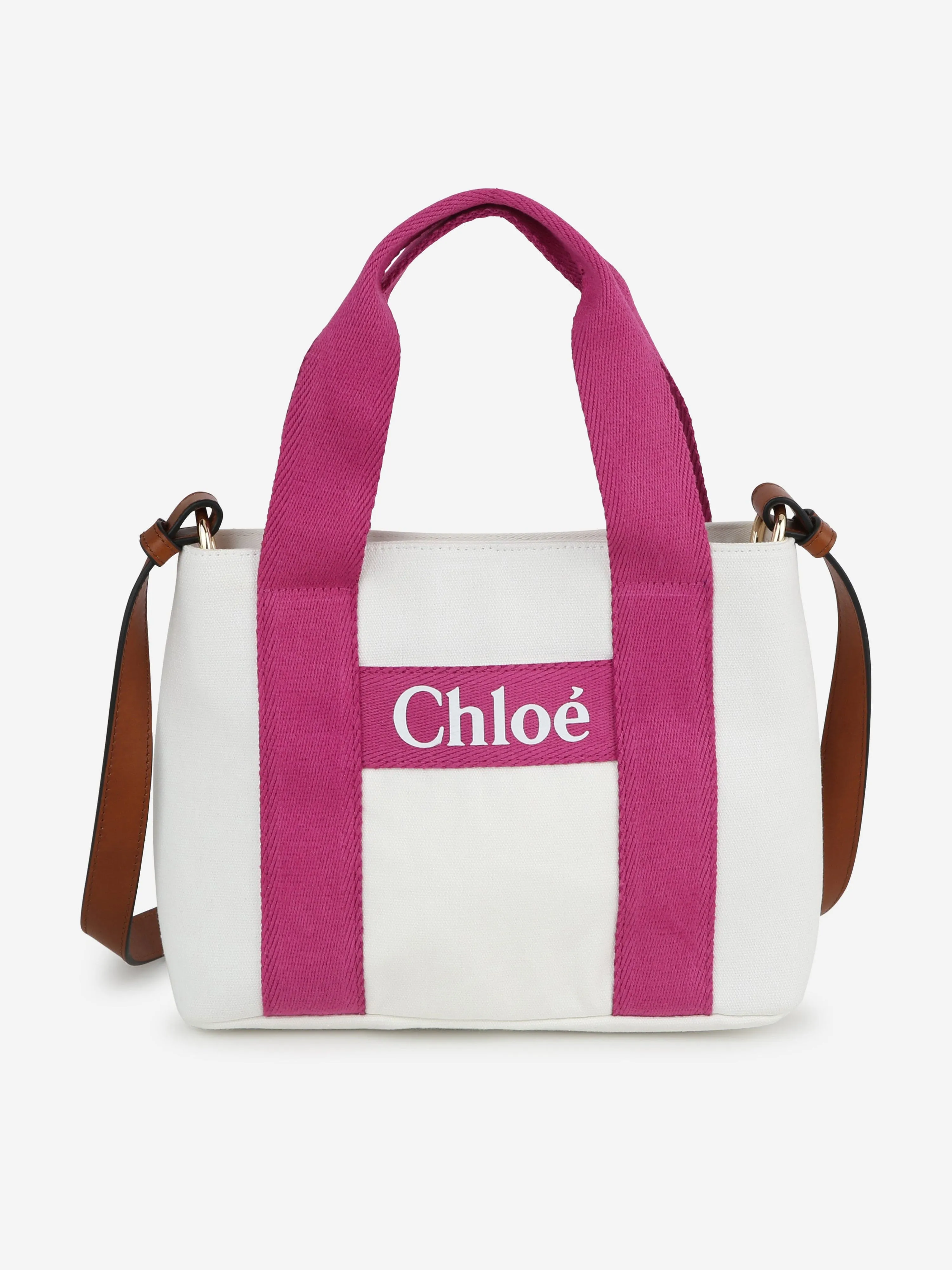 Chloé Girls Denim Logo Shoulder Bag in Ivory (25cm)