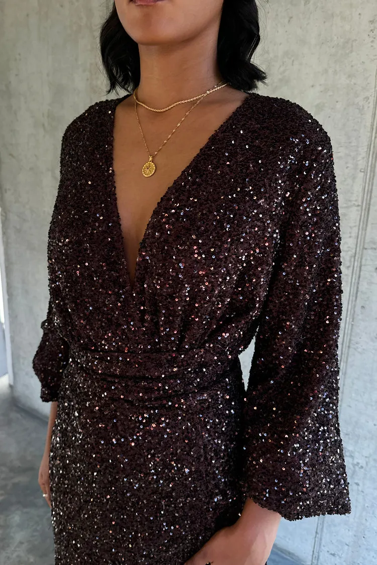 Chocolate Sequin Vienna Dress