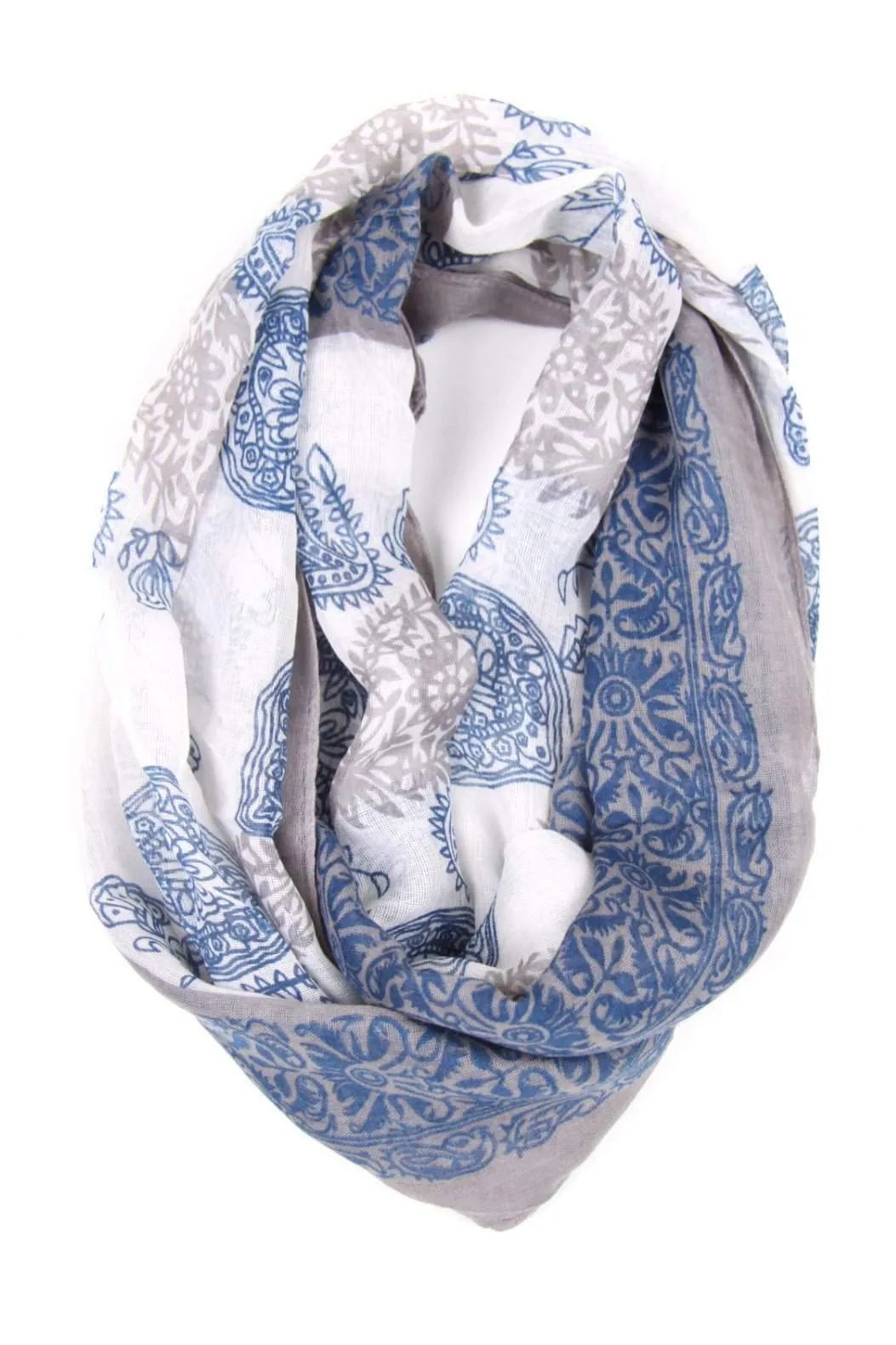 Circle Scarf / Blue & Beige / Unisex