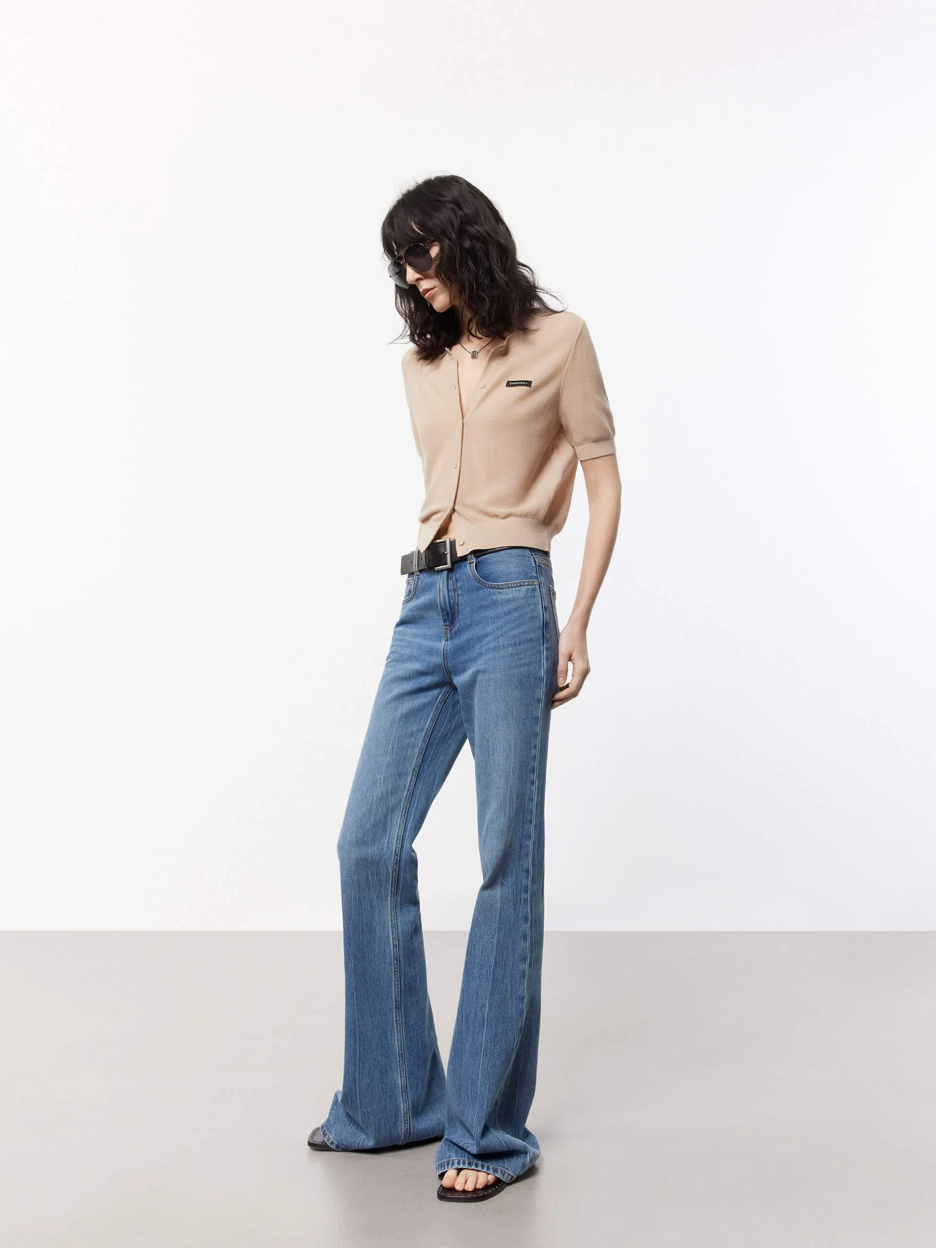 Cotton Flared Leg Jeans