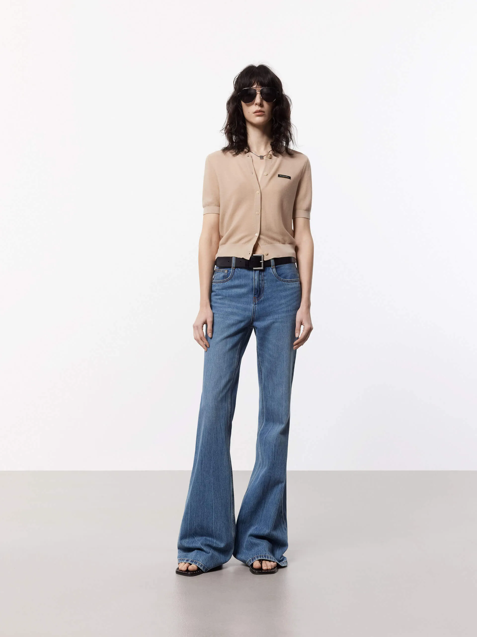 Cotton Flared Leg Jeans