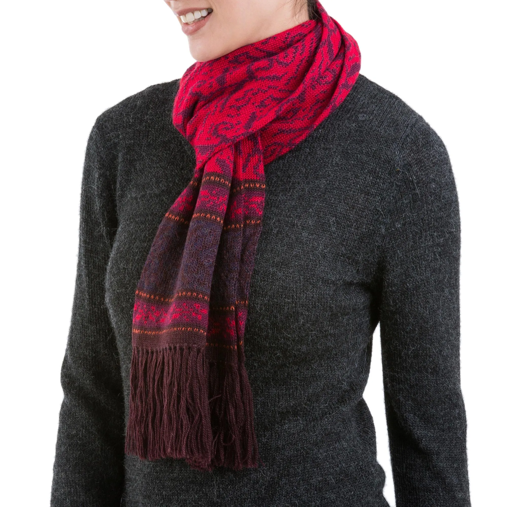 Crimson Andes Purple & Red Alpaca Blend Scarf