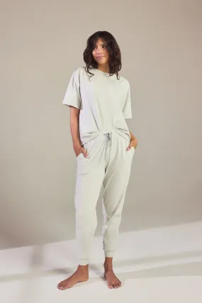 Curve Brushed Cotton Pyjama Set - Light Grey Striped