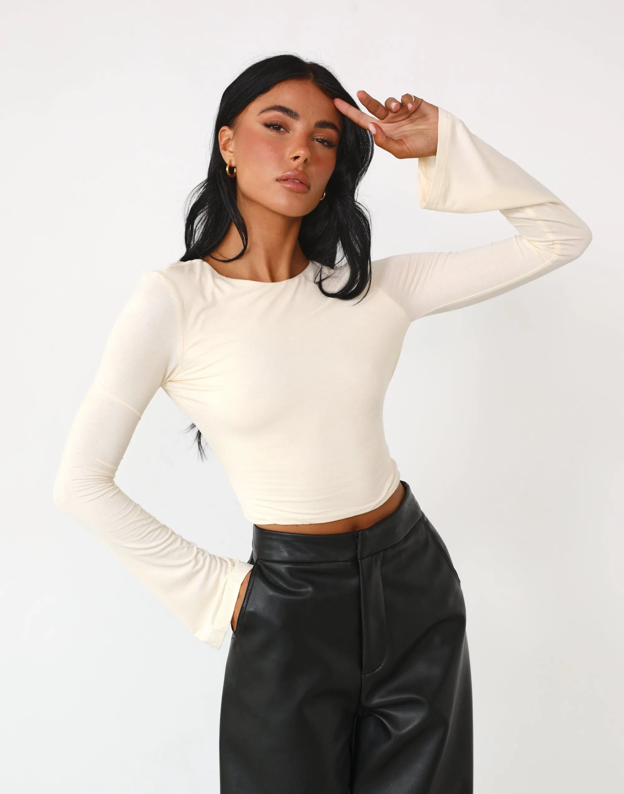 Danika Long Sleeve Top (Cream)