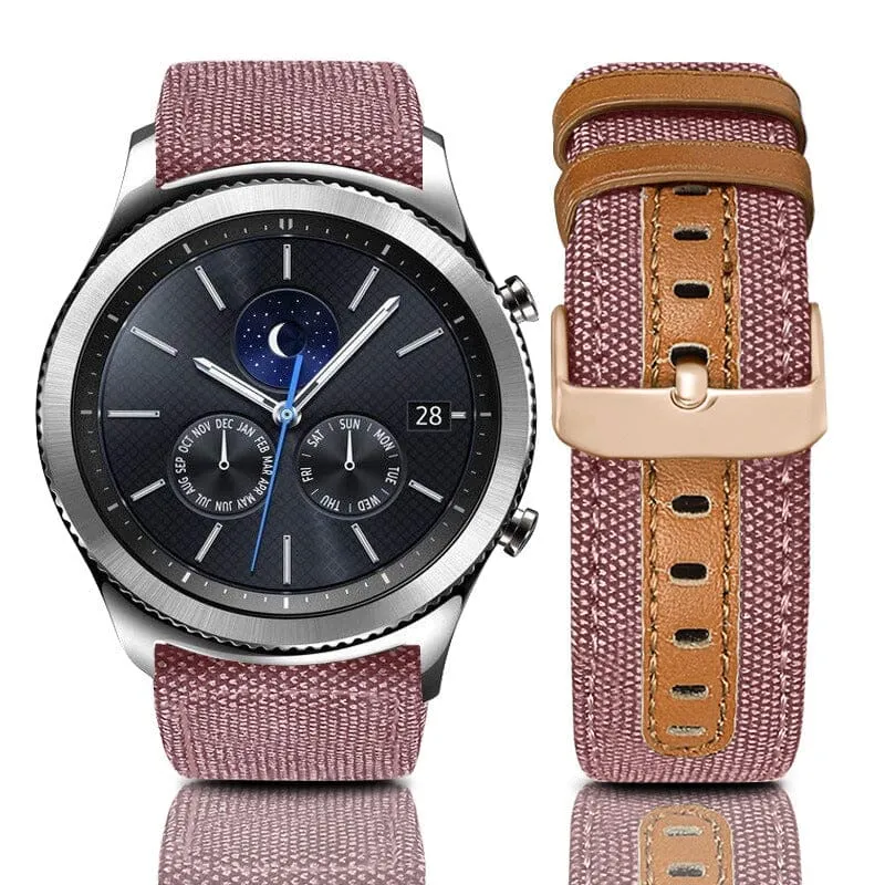 Denim & Leather Watch Straps Compatible with the Fossil Traditional 22mm Range