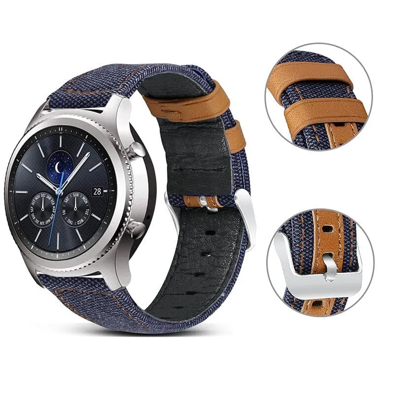 Denim & Leather Watch Straps Compatible with the Fossil Traditional 22mm Range