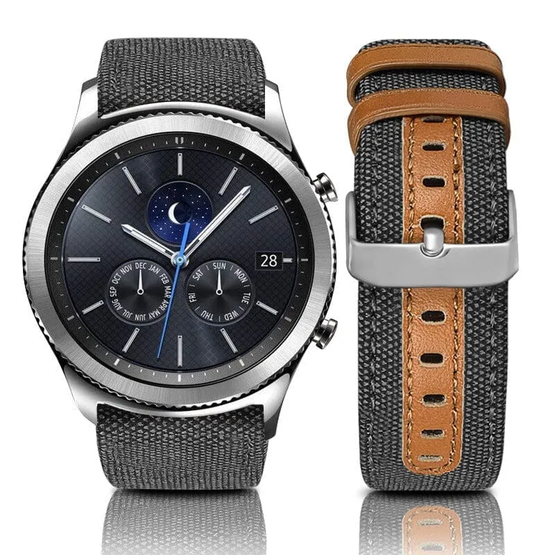 Denim & Leather Watch Straps Compatible with the Fossil Traditional 22mm Range