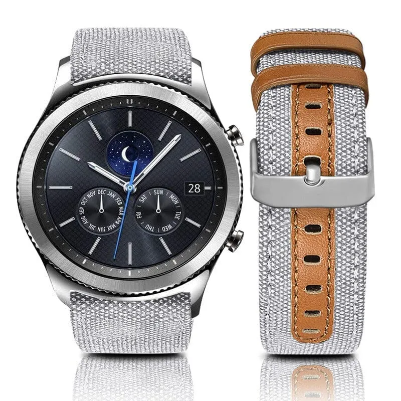 Denim & Leather Watch Straps Compatible with the Fossil Traditional 22mm Range