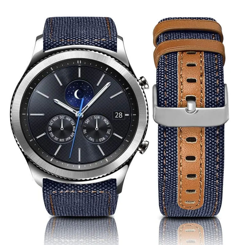 Denim & Leather Watch Straps Compatible with the Fossil Traditional 22mm Range