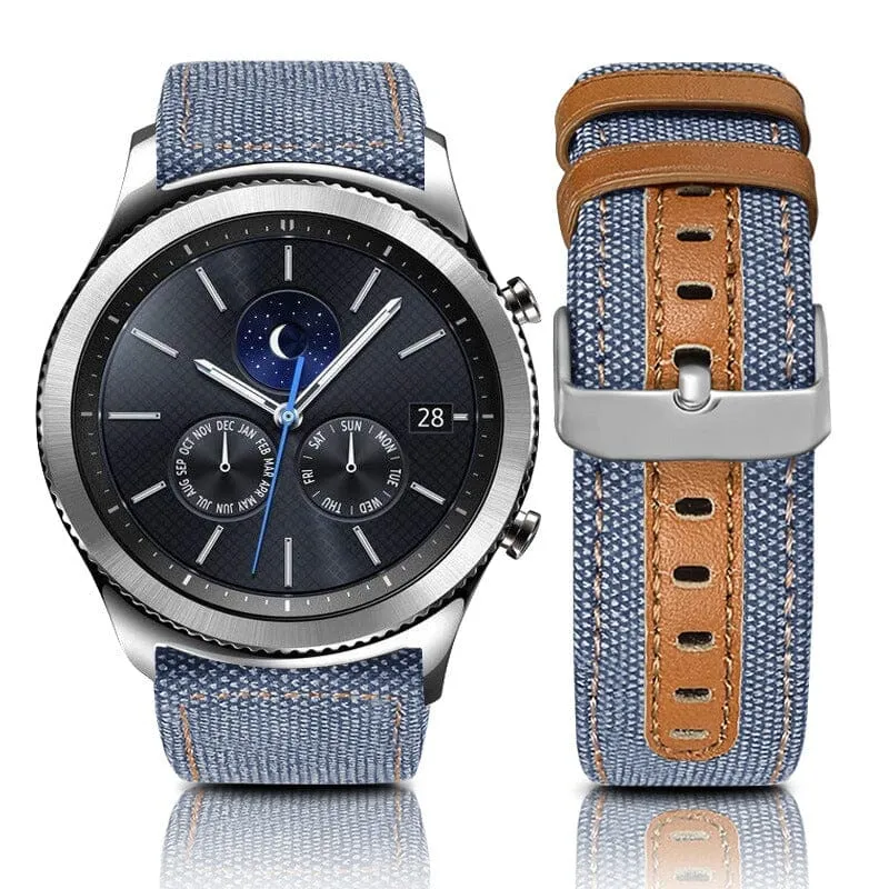 Denim & Leather Watch Straps Compatible with the Fossil Traditional 22mm Range