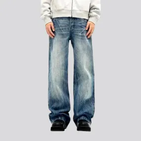 Distressed light high rise men's jeans