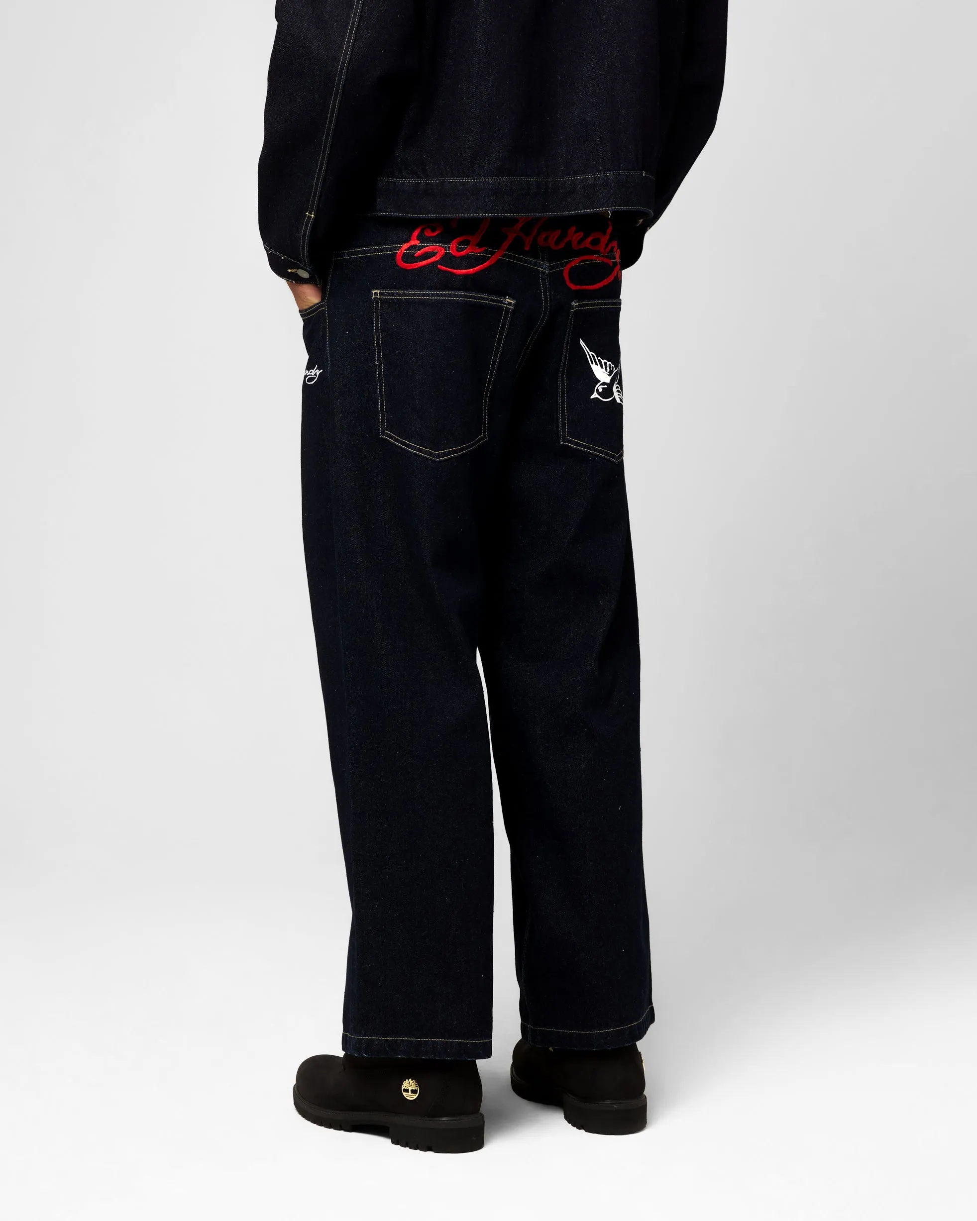 Ed Hardy Wide Leg Jeans Indigo Denim