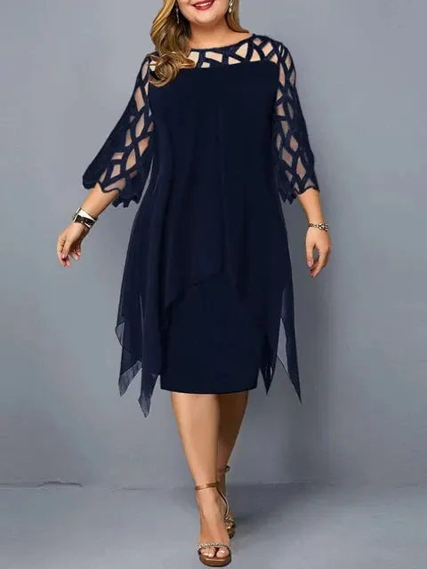 Elegant Midi Party Dress For Women 3XL 10392