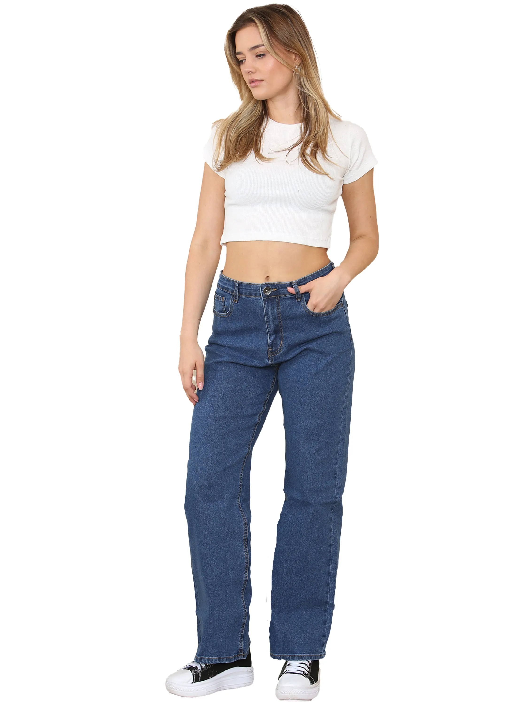 Enzo | Womens Wide Leg Jeans