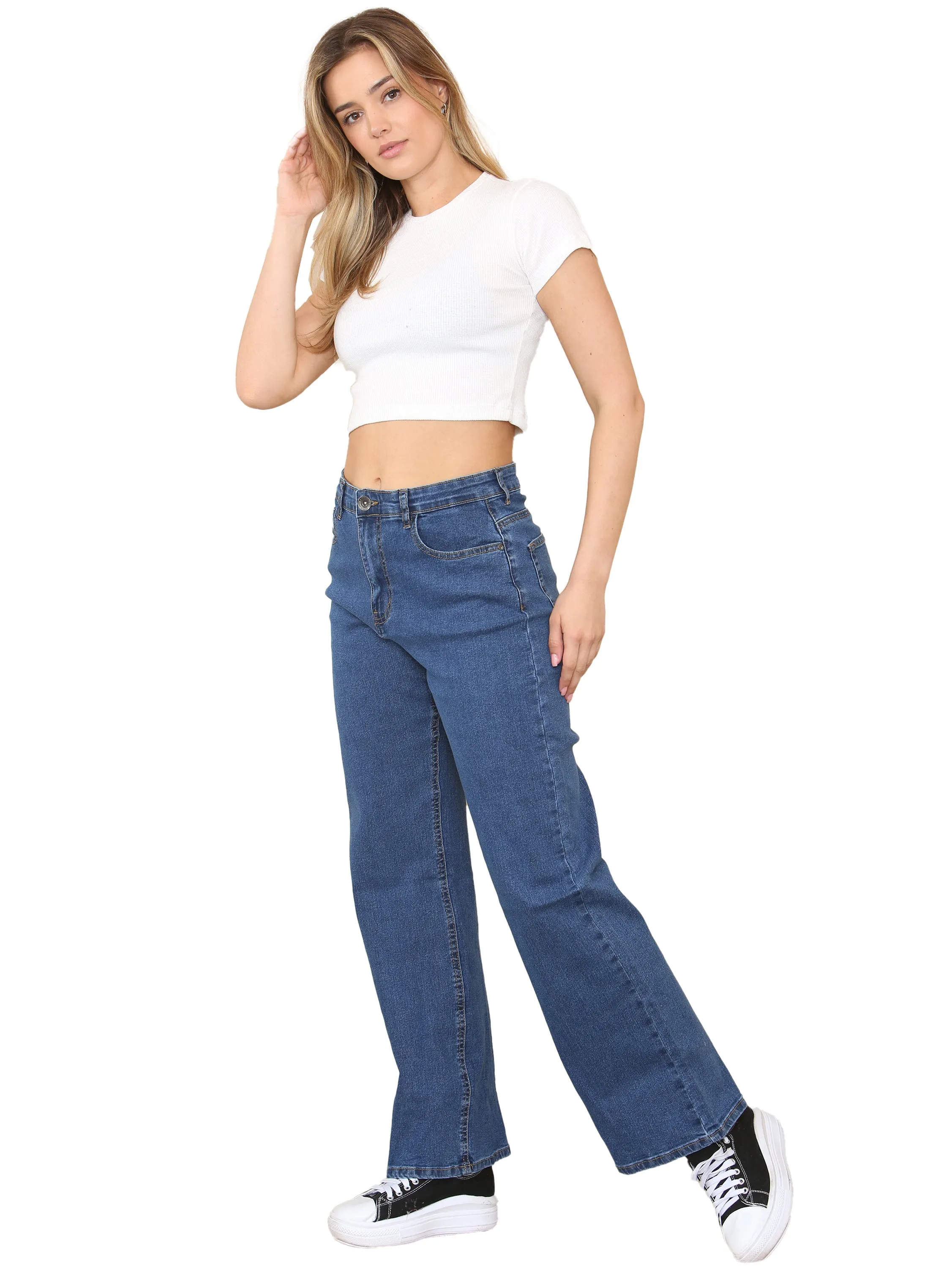 Enzo | Womens Wide Leg Jeans