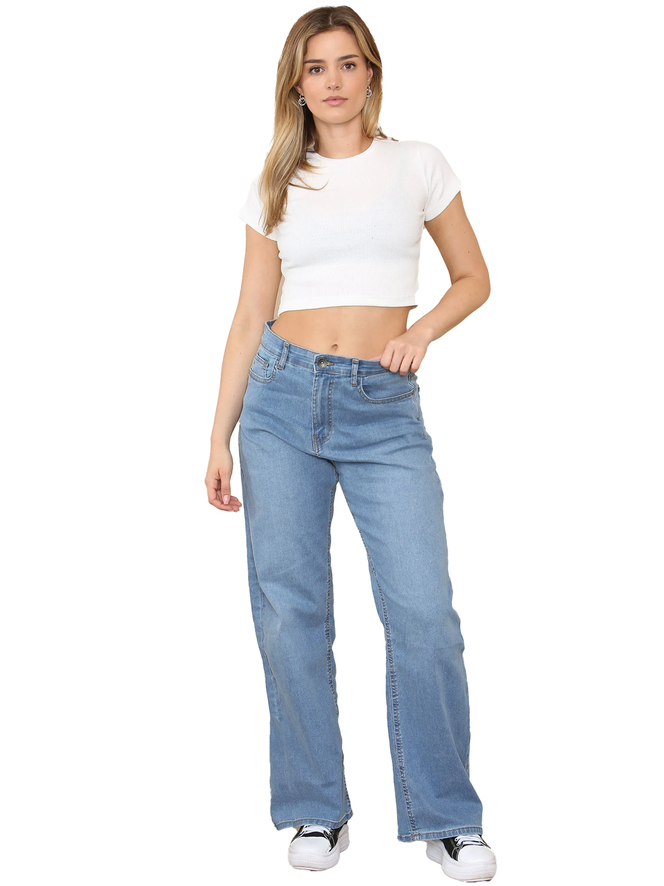 Enzo | Womens Wide Leg Jeans