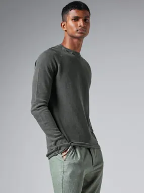 ETA Olive Self-Textured Slim-Fit T-Shirt