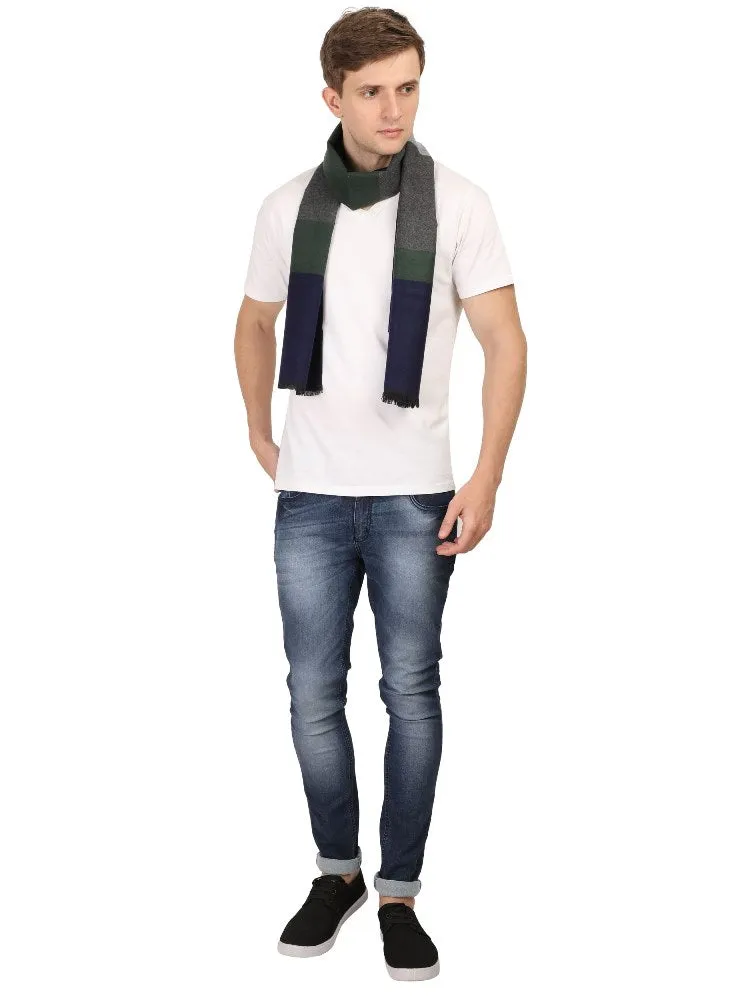 FabSeasons Navy Patch Men's Casual Checkered Acrylic Woolen Muffler, Scarf