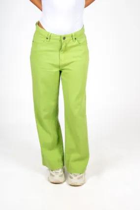 FAE Lime Green Low-Rise Slouchy Jeans