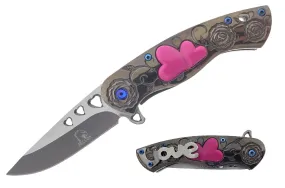 Falcon 7" Overall in Length Gray Handle w/ Pink Heart