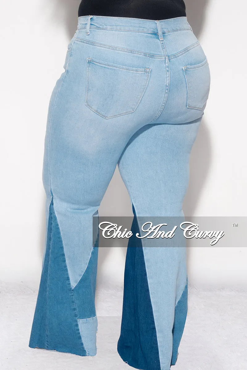 Final Sale Plus Size ColorBlock Flare Jeans in Light Denim