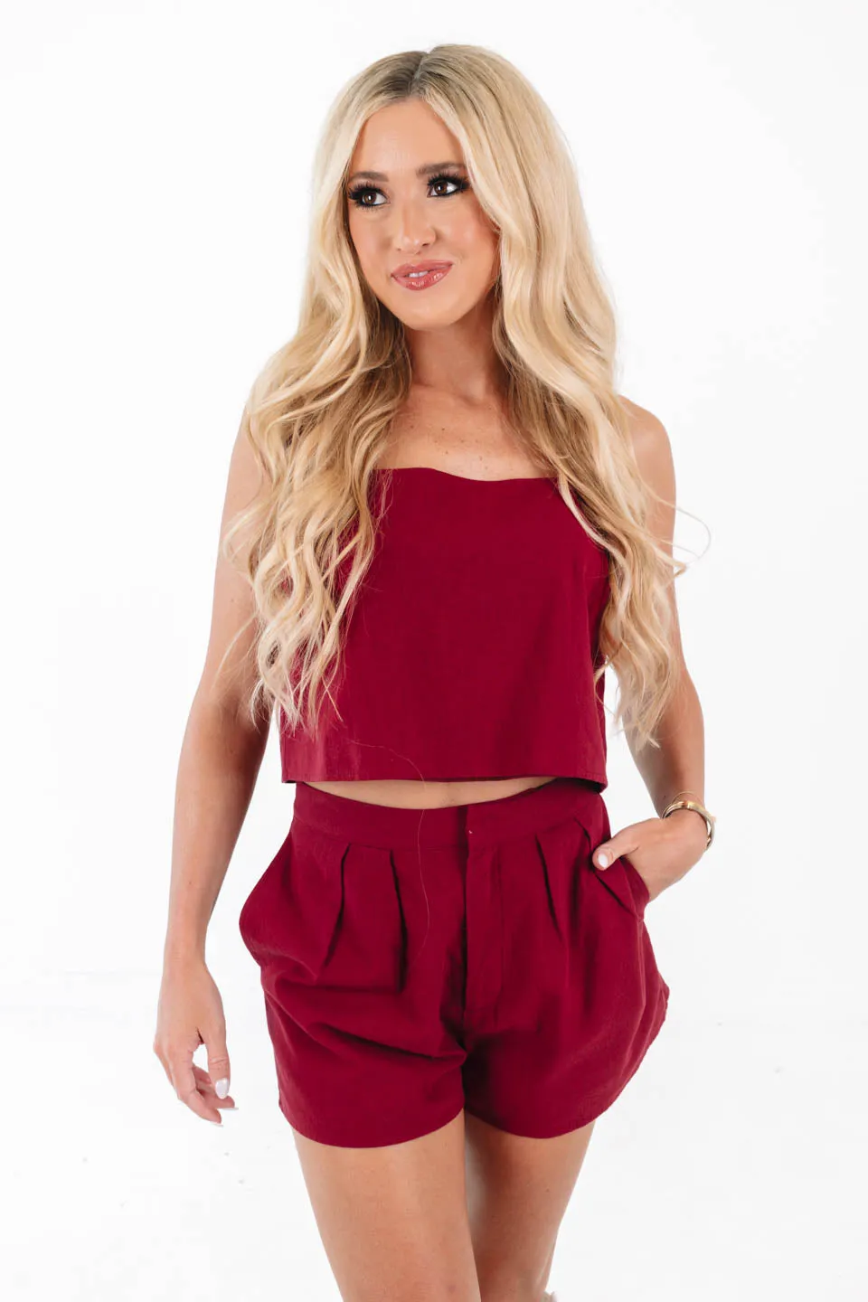 Finish Line Crop Top - Maroon