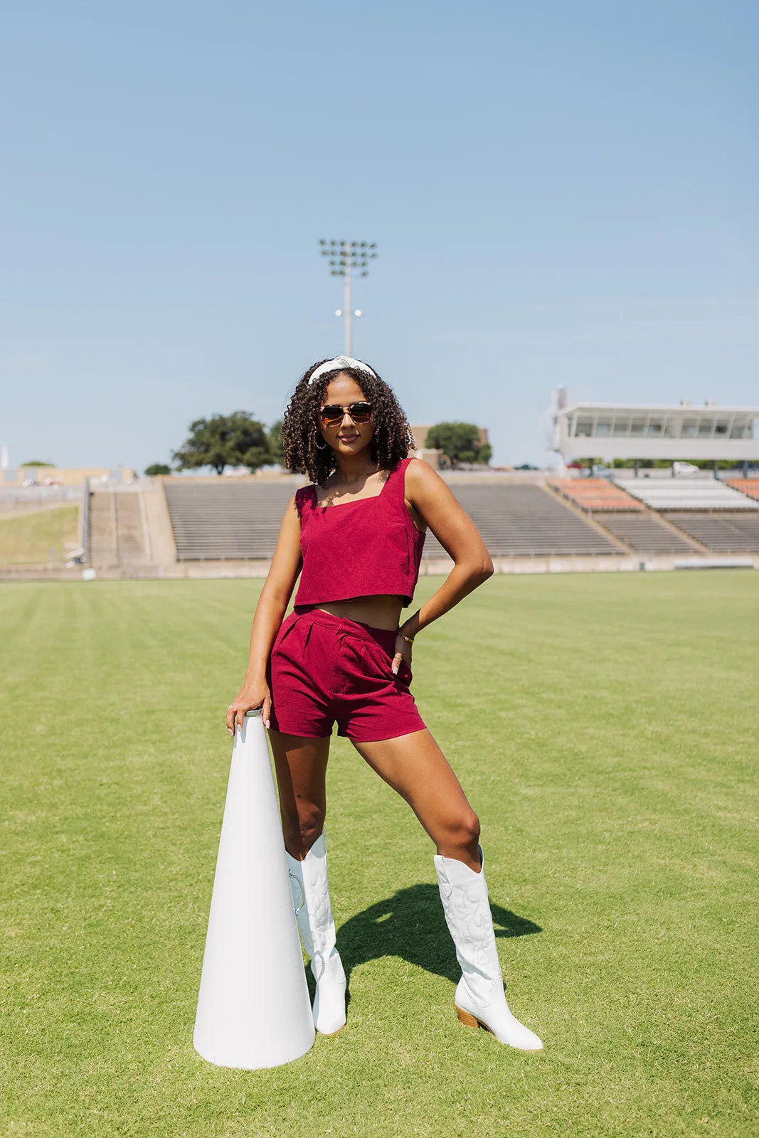 Finish Line Crop Top - Maroon