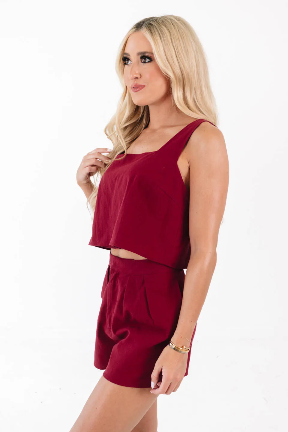 Finish Line Crop Top - Maroon