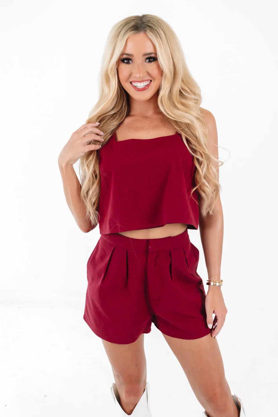 Finish Line Crop Top - Maroon