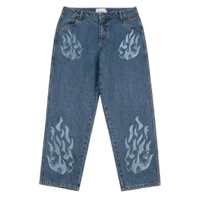 Flamepuzz Relaxed Denim Pants, Indigo