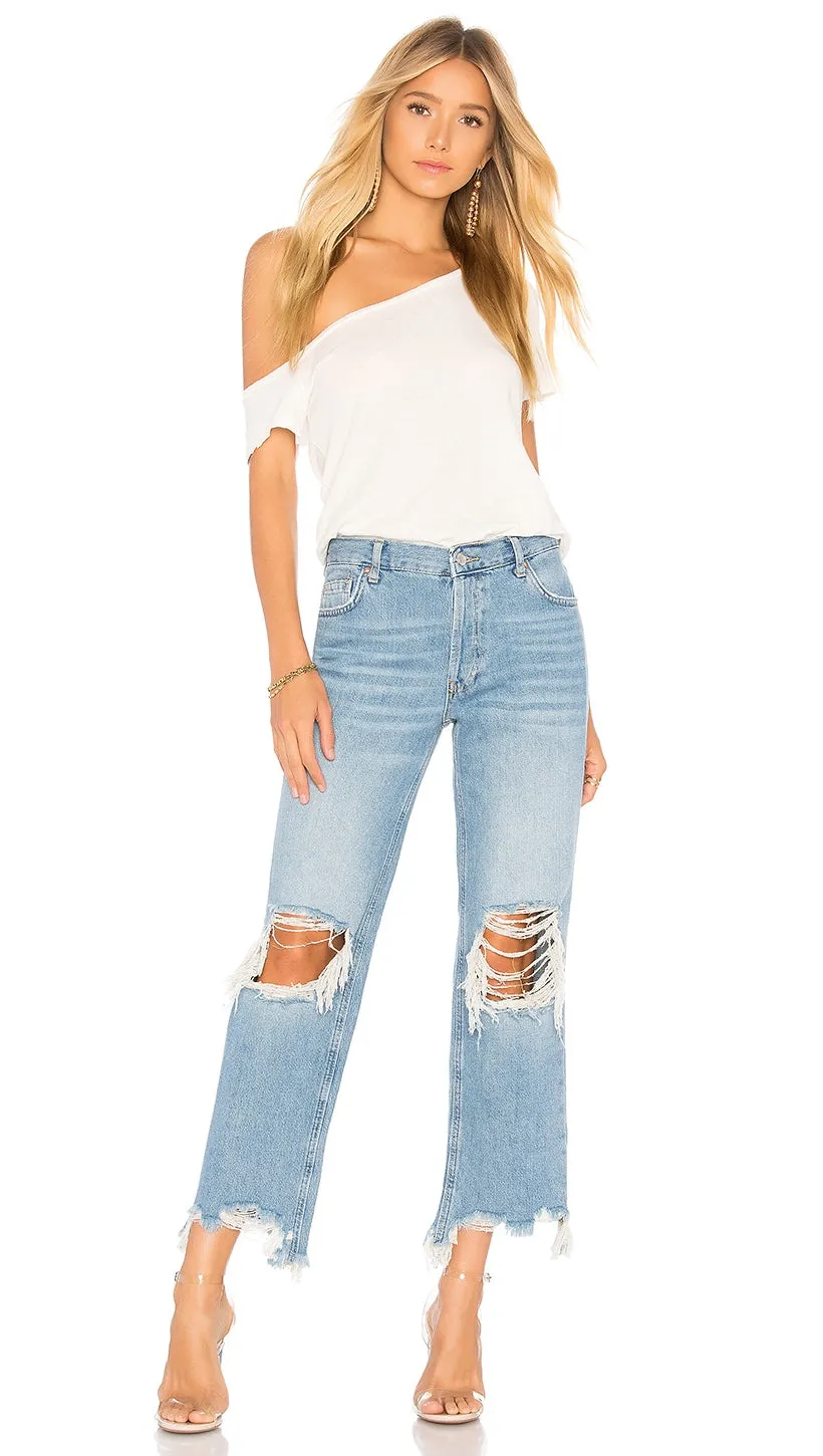 Free People Maggie Mid Rise Straight Leg