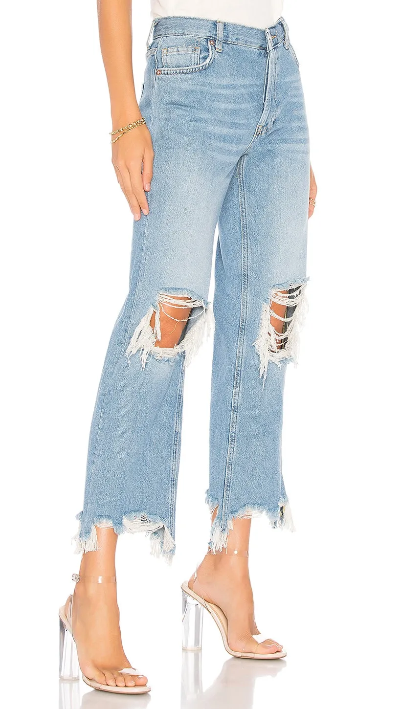 Free People Maggie Mid Rise Straight Leg