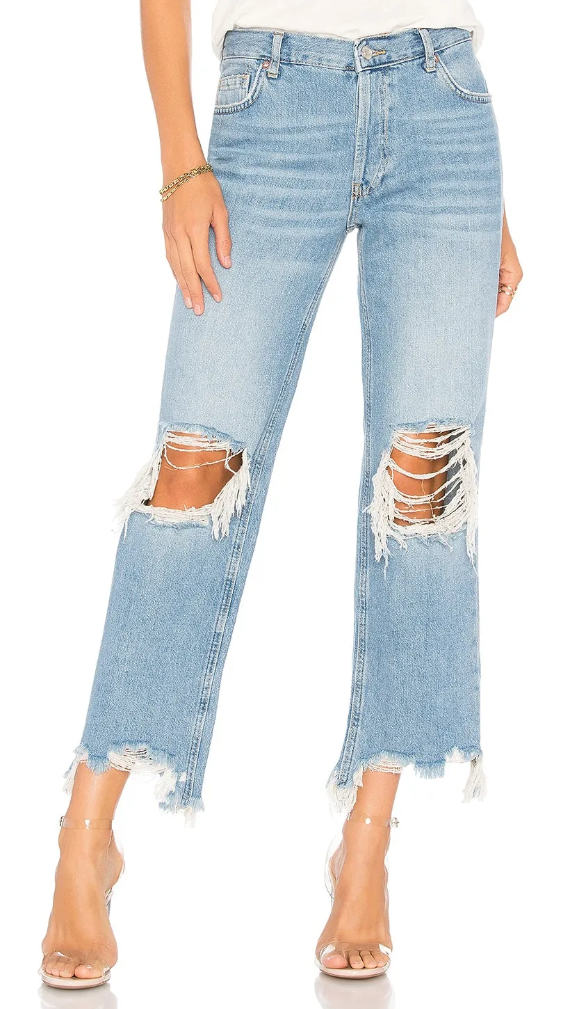 Free People Maggie Mid Rise Straight Leg