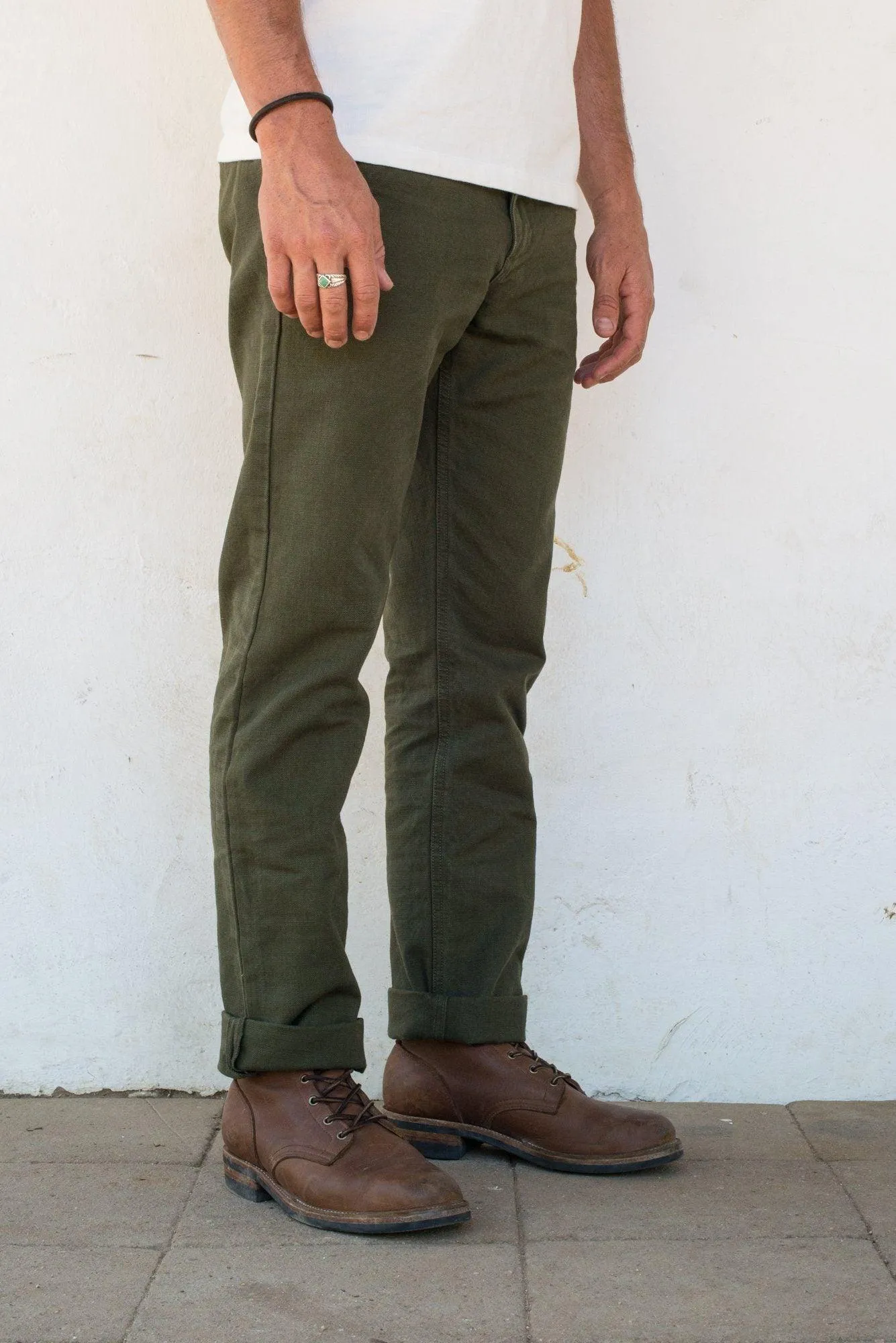 Freenote Cloth - Workers Chino Slim Fit 14oz Slub Army Green