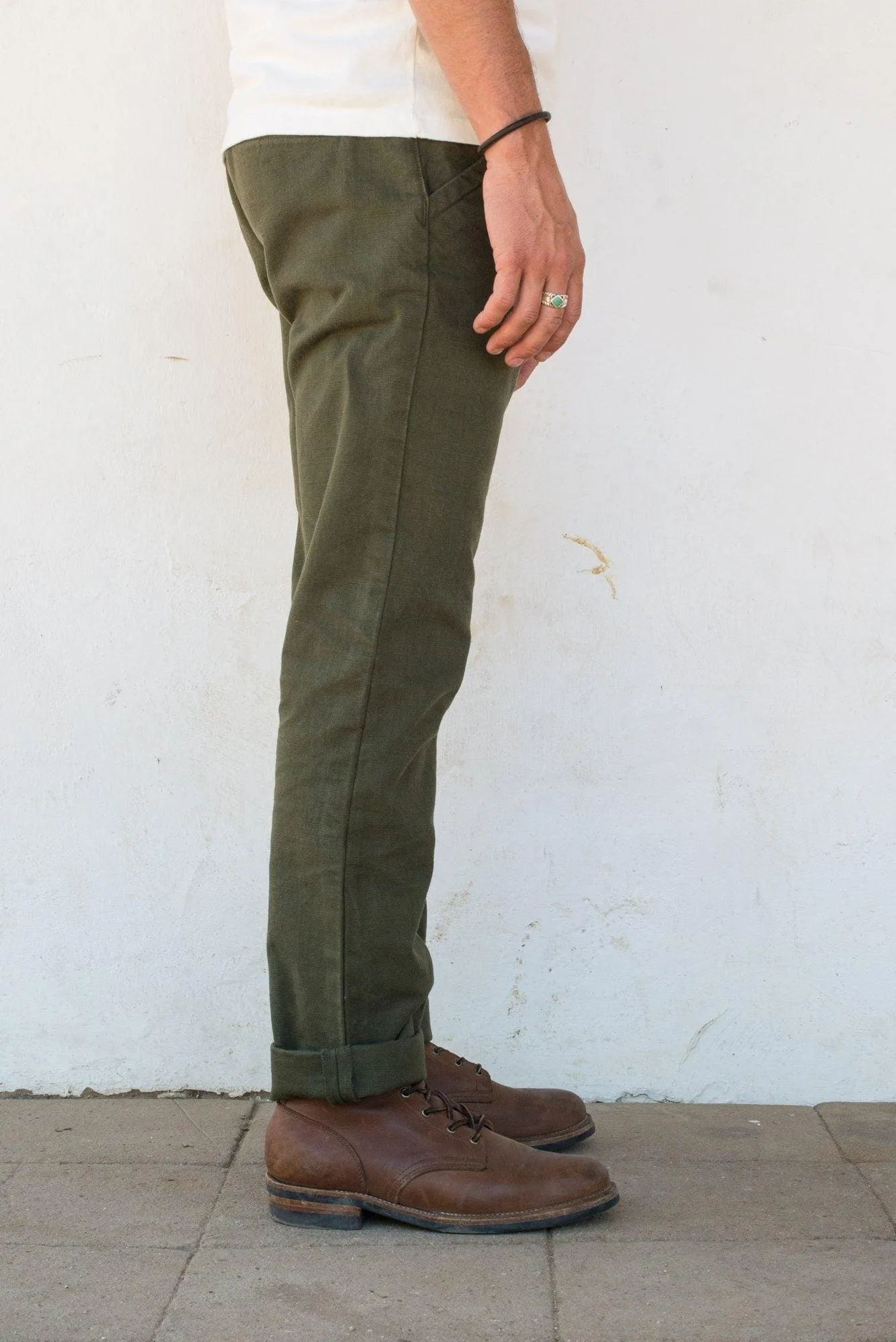 Freenote Cloth - Workers Chino Slim Fit 14oz Slub Army Green