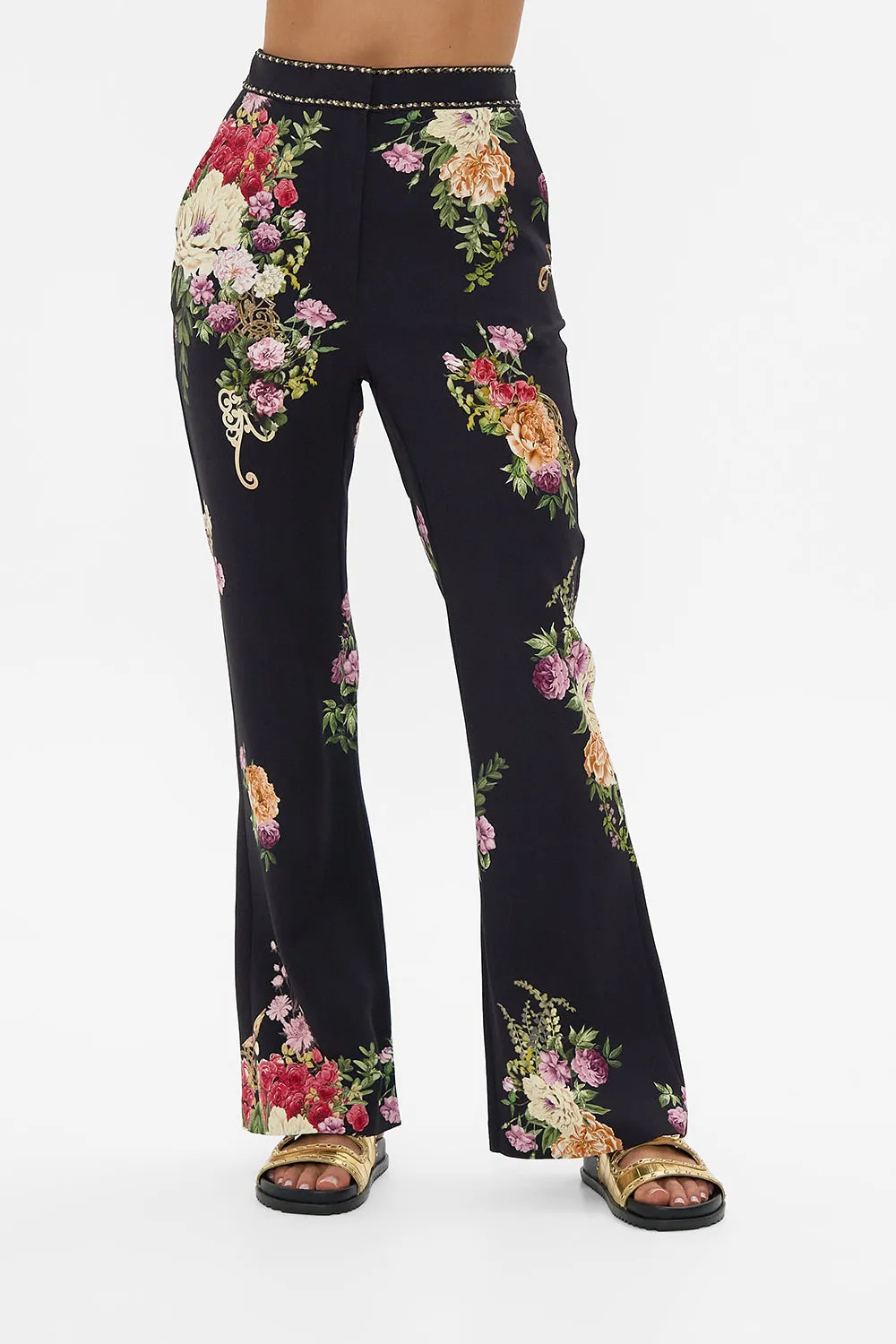 FULL LENGTH FLARED PANT ADORNED IN ALEXANDRIA