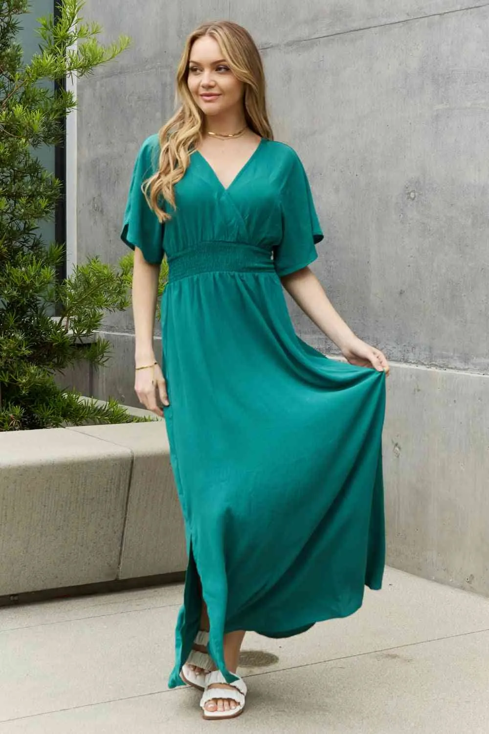 Full Size Woven Wrap Maxi Dress