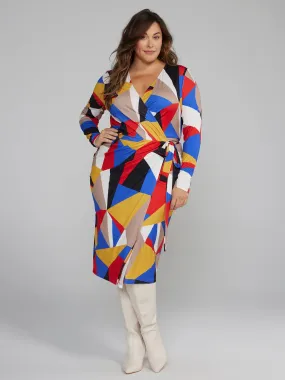 Geometric Print Wrap Dress