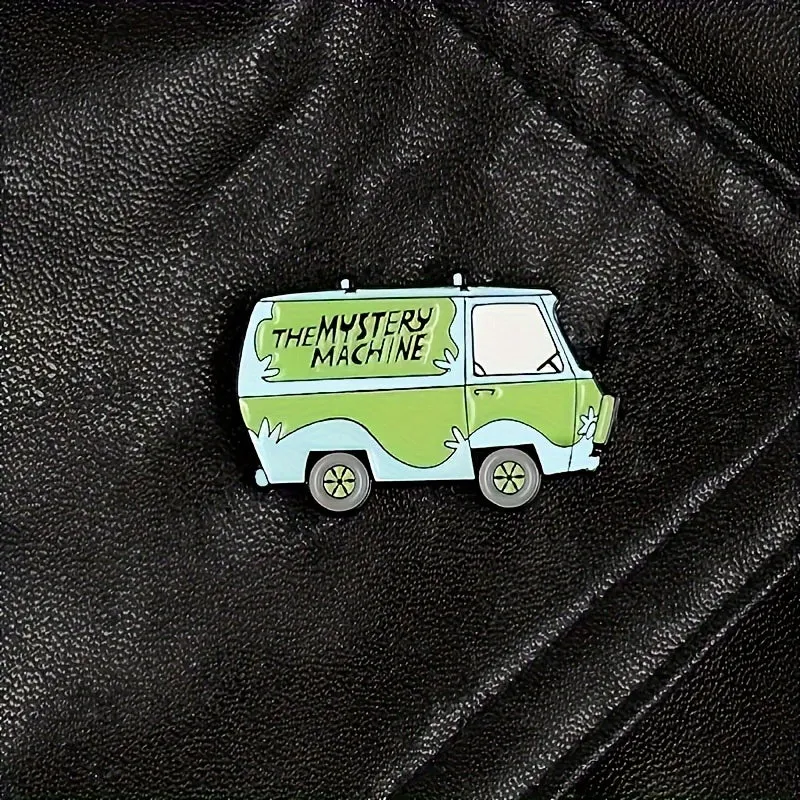 Green Van Cartoon Brooch  Fun Badge for Clothing Jewelry