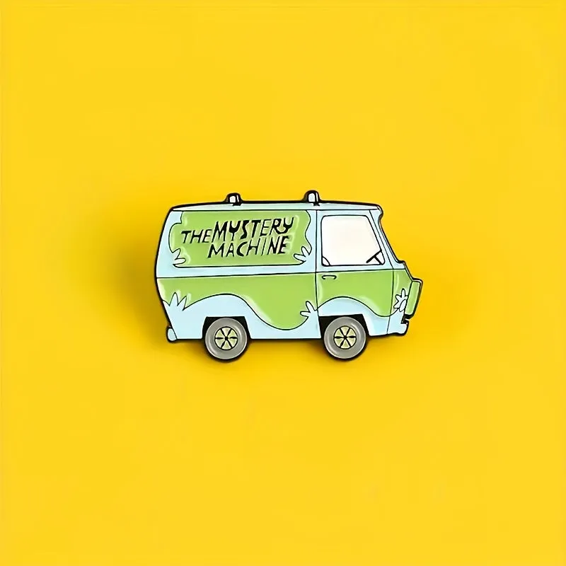 Green Van Cartoon Brooch  Fun Badge for Clothing Jewelry